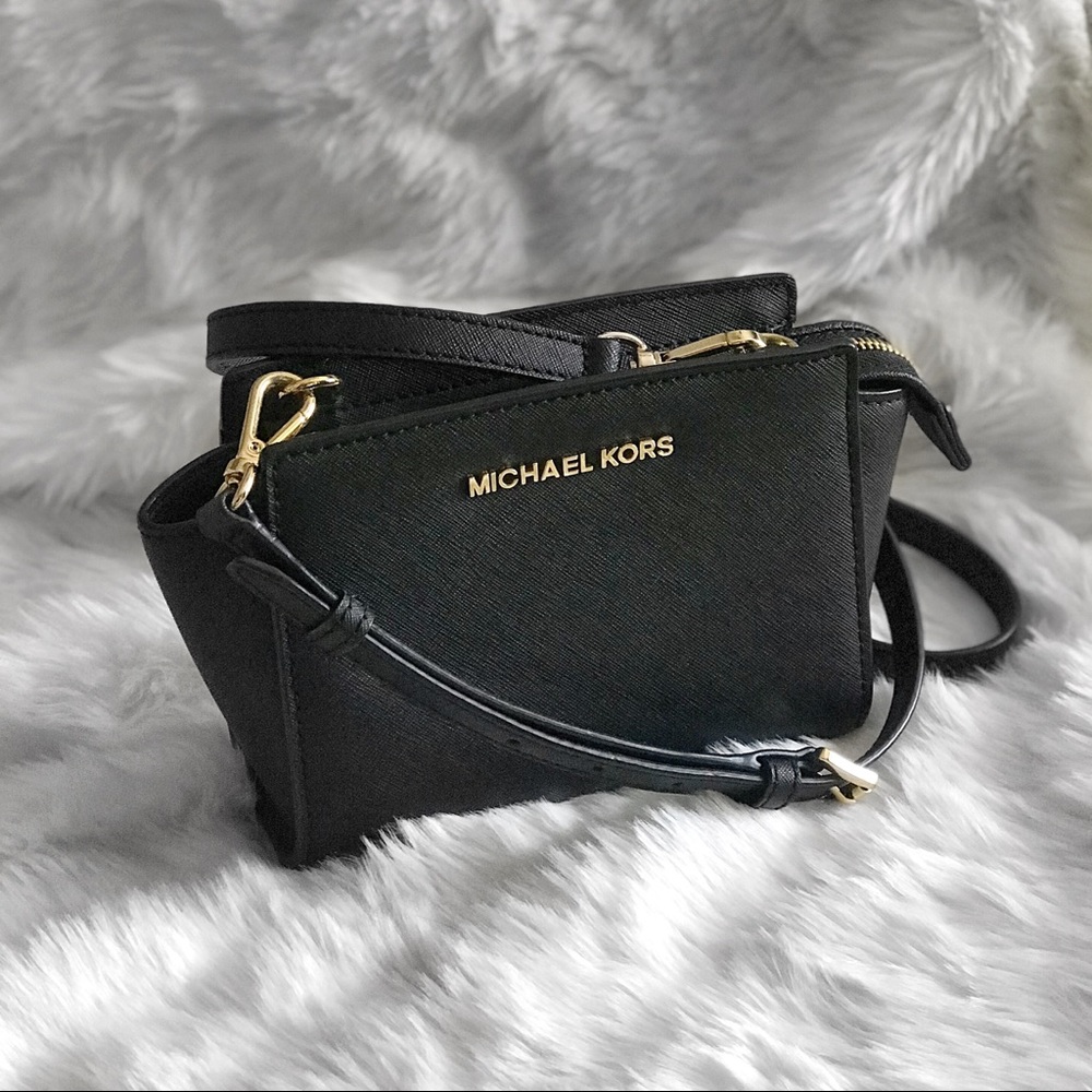 Michael Kors Black Leather Selma Mini Crossbody
